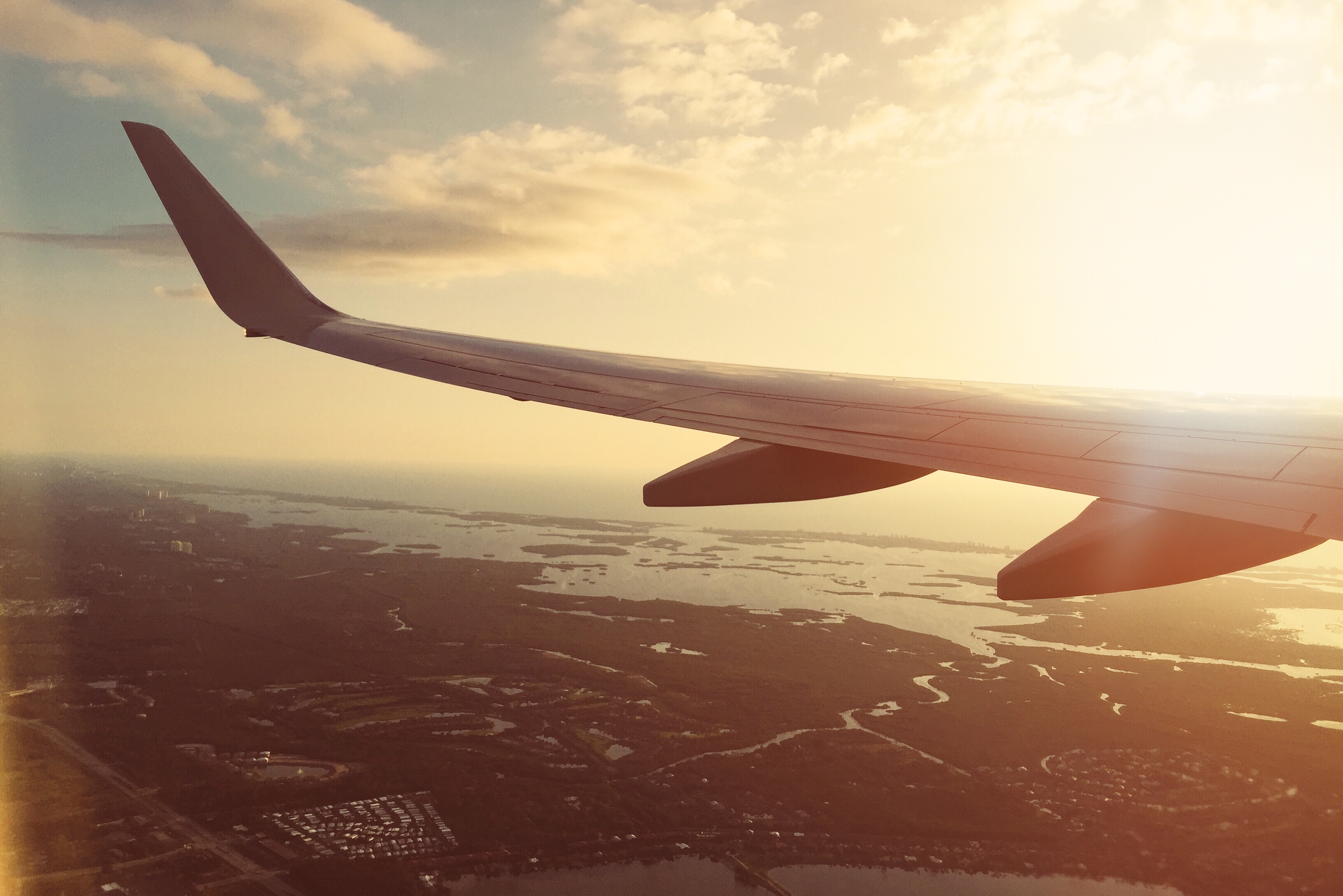 airplane yellow filter sunset