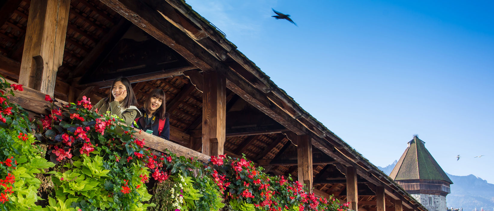 "I went to Luzern of the Switzerland on 24th October with my friends. It was so beautiful much more that I expected. Kapell Bridge, the most famous wood bridge in Luzern, was decorated with red flowers and it made that city look more pretty and fresh. Wherever we went in Luzern, my friends and I exclaimed at the beautiful landscape. The harmony of that city and mountain was wonderful."